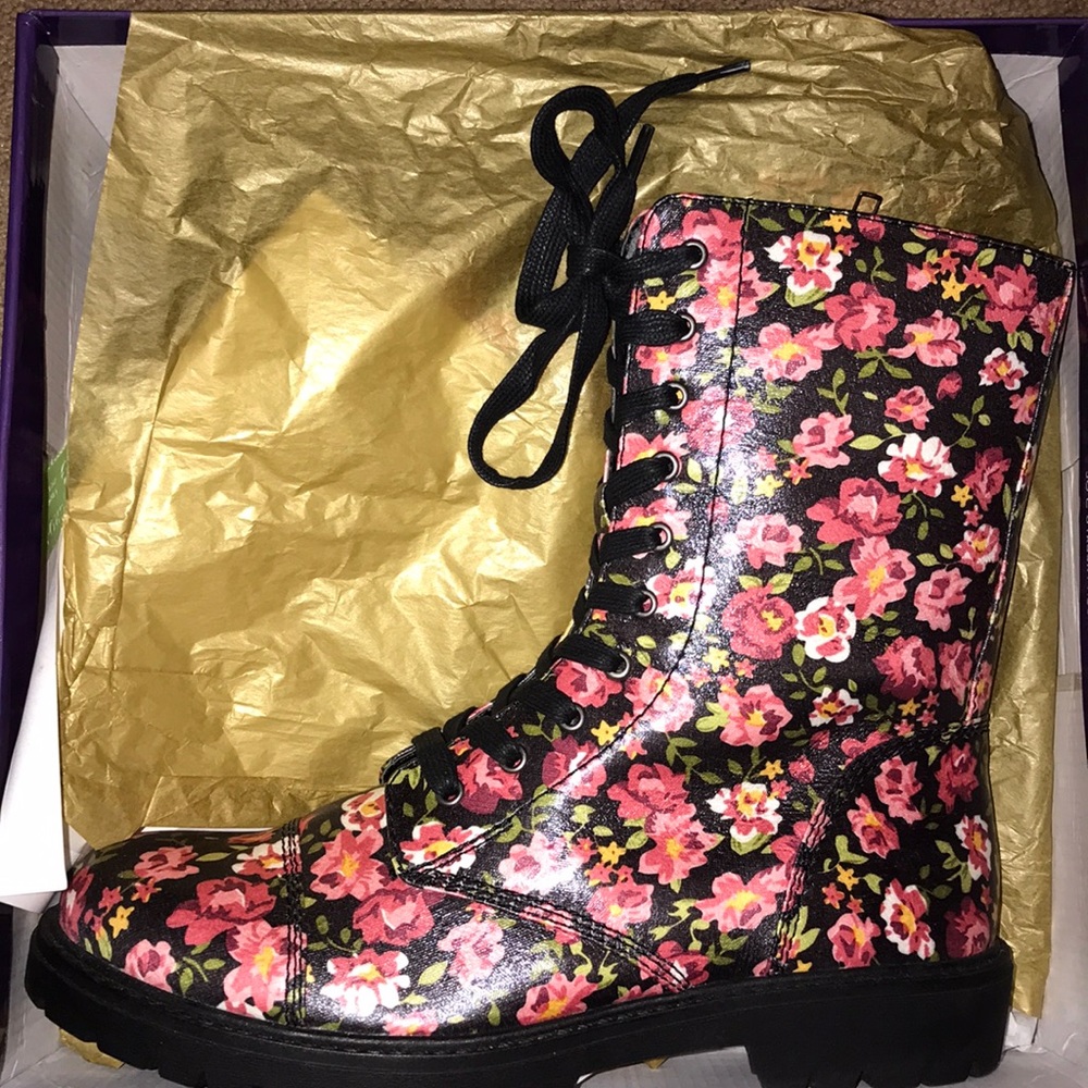 Flower Print Madden Girl Combat Boots